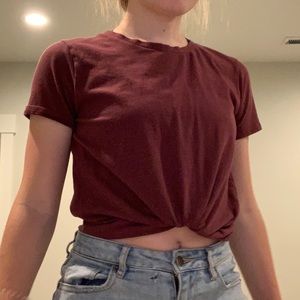 Cropped Front-Tie Shirt